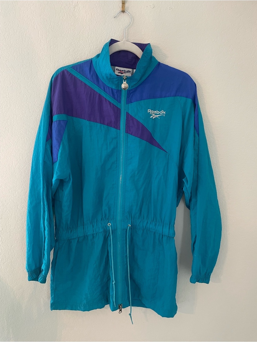 Reebok Teal Windbreaker vintage 90s retro zip jump running jacket